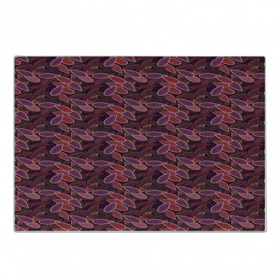 Lilac Cutting Board, Abstract Leaves of Lilac Plant Graphic Pile of Foliage Retro Revival Design, Decorative Tempered Glass Cutting and Serving Board, Small Size, Multicolor, by Ambesonne