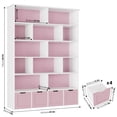 thumbnail image 4 of Homfa 68.9" Tall Toy Storage Organizer, 12 Storage Cubbies Bookcase with 4 Drawers for Playroom Living Room, Pink, 4 of 7