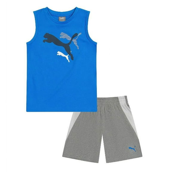 PUMA BOYS OUTFIT - 231 BLUE GREY SZ 5 - BASKETBALL SOCCER SHIRT SHORTS SET 2