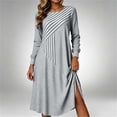 thumbnail image 2 of Awdenio Dresses for Women Fall Long Sleeve Midi DressCrewneck Swing Flowy A Line Dresses Casual Everyday Date Nights Wear, 2 of 7