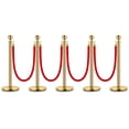 thumbnail image 1 of Gold Stanchion Posts with 5 FT Red Velvet Ropes – Elegant Crowd Control Barriers for VIP Events, Red Carpets, Weddings & More, 1 of 6