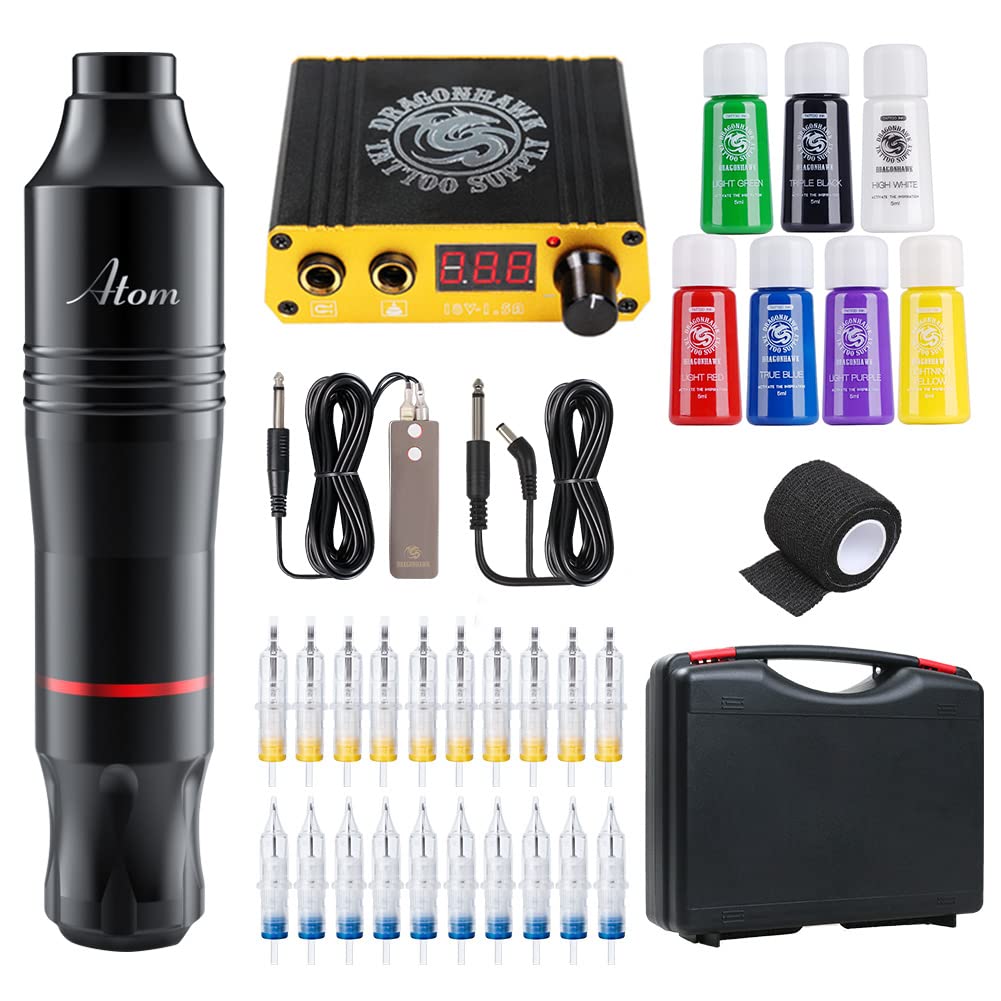 Dragonhawk Cartridges Tattoo Pen Machine Kit Rotary Tattoo Kit Safe