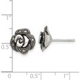 thumbnail image 3 of Sterling Silver Statement, Radiant Polished & Antiqued Grey 14 Marcasite Fancy Rose Post Earrings, 3 of 3