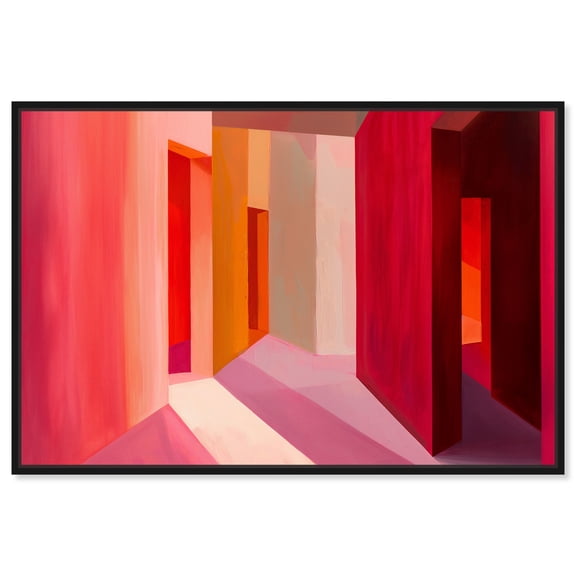 Modern Warm Modern Color Block Geometric Canvas Wall Art by Art Remedy, Black Floater Frame, 15"x10"