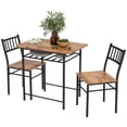 thumbnail image 2 of HOMCOM 3-Piece Small Dining Table Set, Kitchen Table and Chairs with Built-in Storage Rack and Steel Frame, Brown, 2 of 9