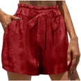 thumbnail image 2 of Hvogkswy Shorts for Women Bow-Tie Elastic Waist Shorts with Pockets Soft Loose Fashion Vintage Summer Beach Vacation Casual Shorts, 2 of 6