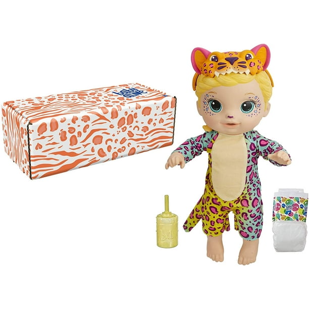 Muñeca Rainbow Wildcats Leopardo Baby Alive F1231 con Accesorios Bebe y se Moja Cabello Rubio