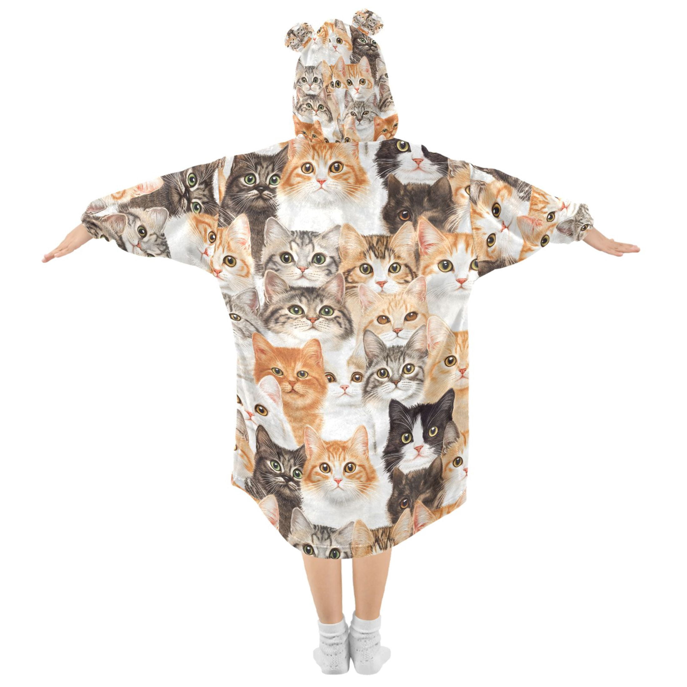 joogoo Blanket Hoodie Doodle Cats Cute for Oversize Sweatshirt Boys Girls 3-14 YR L