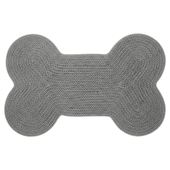 Diatomaceous Earth Absorbent Pad, Gray Bone Shaped Dog Food Mat with 'Woof' Pattern, Fast Drying, Hygienic & Easy Clean, Indoor Outdoor Pet Food Mat for Cats & Dogs