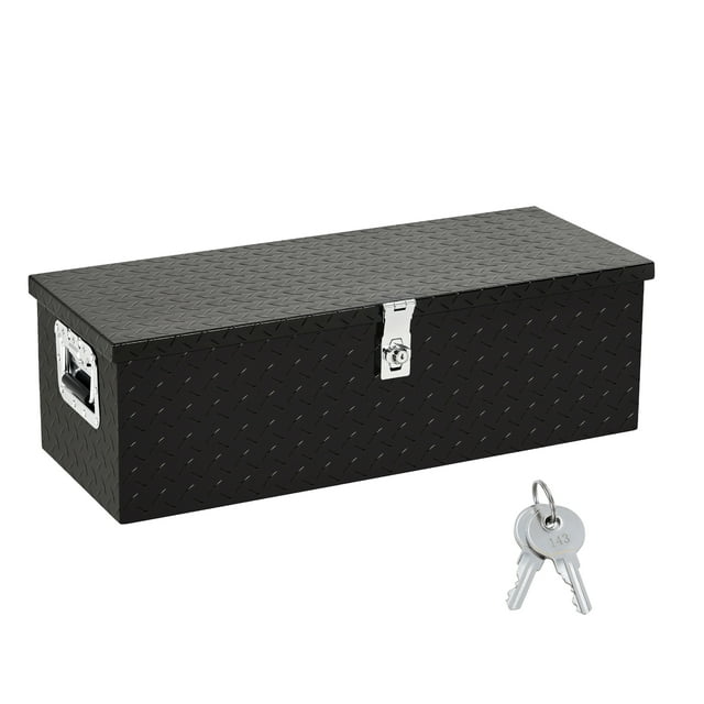 30 in Heavy Duty Aluminum Diamond Plated Tool Box Pick Up Truck Bed RV Trailer Toolbox Square Storage Organizer with Side Handle, Lock and Keys, Waterproof -30 in x 13 in x 10 in