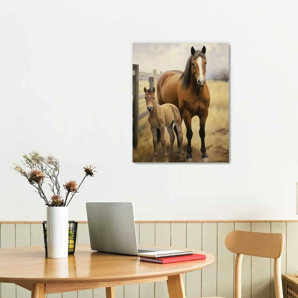 JEUXUS Farmhouse Horse Wall Art Horse Pictures Wall Decor Rustic Country Old Barn Canvas Painting Prints Modern Artwork Home Decoration 16\x20\ 