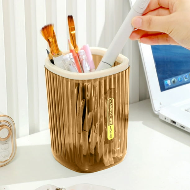 Mini bote de basura transparente para escritorio | Pequeño cubo de basura de plástico con anilla de presión | Papelera portátil para oficina | Transparente, naranja, gris y verde | Recipiente