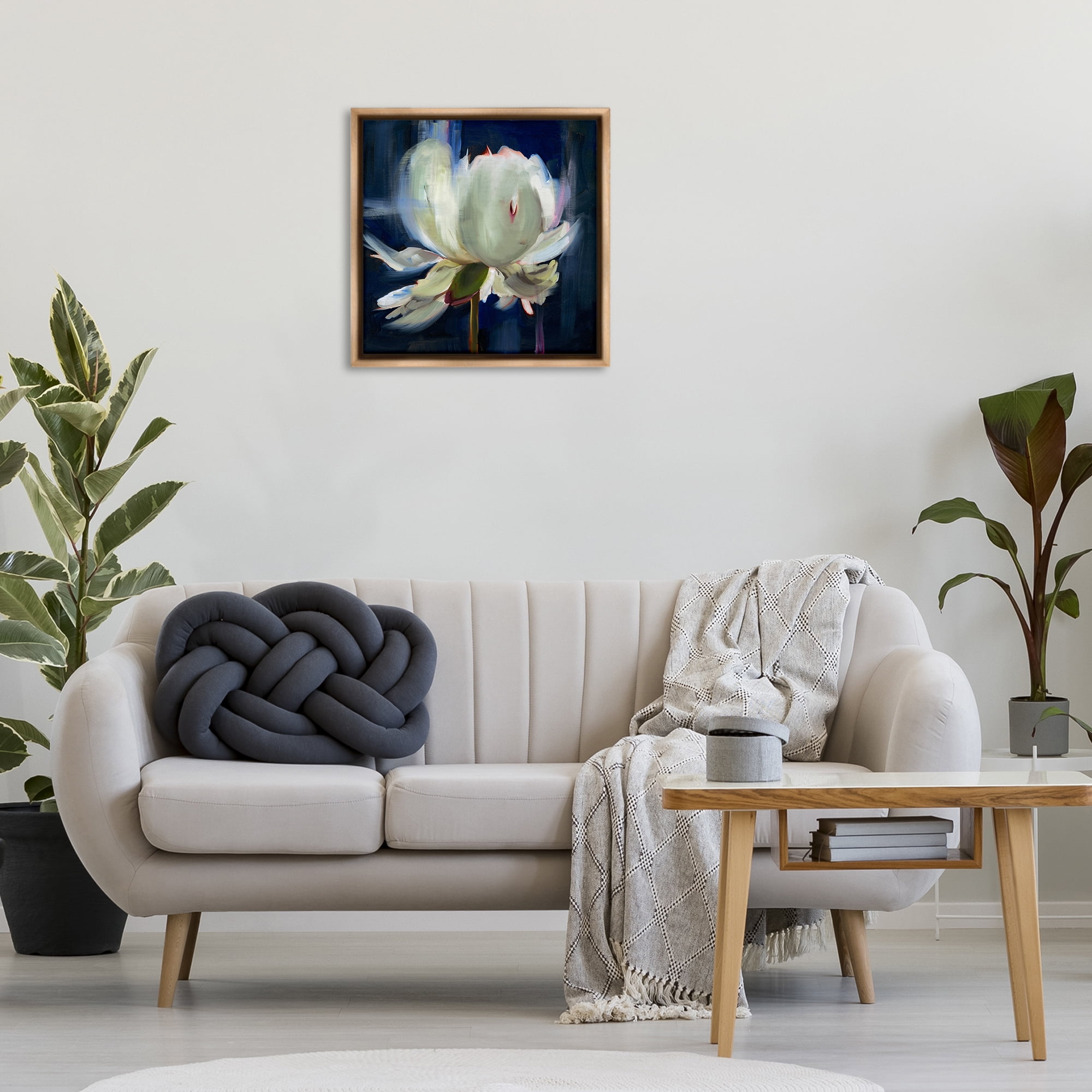 Stupell Industries Abstract Painted Flower Botanical & Floral Painting Brown Floater Framed Art Print Wall Art, 25 x 25