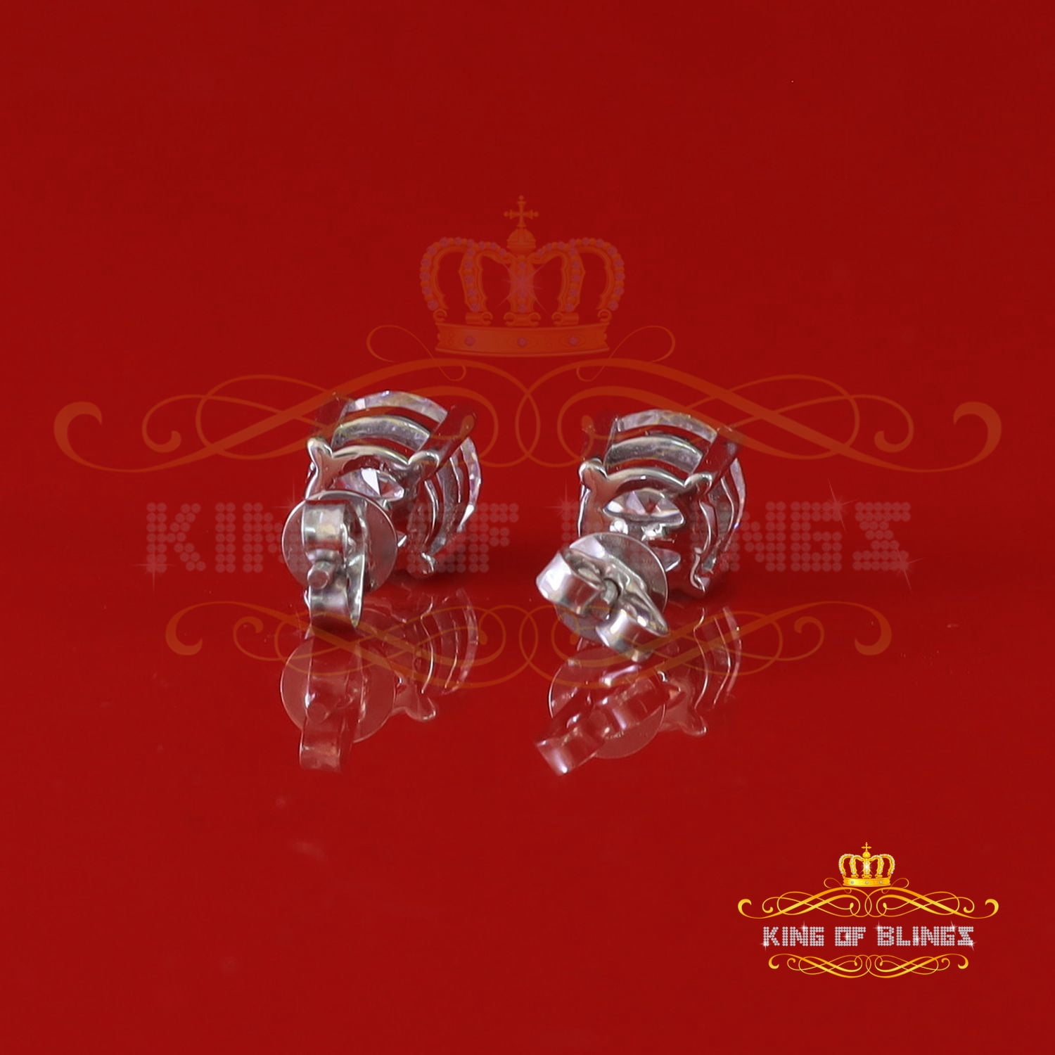 10k Real White Gold with 3.50ct Round VVS 'D' Color Moissanite Stud Earrings