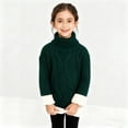 thumbnail image 6 of KAUOD Girls Ribbed Knit Crew Neck Sweater Long Sleeve Fleece Lined Thermal Pullover Tops Kids Winter Thick Shirt Clothes, 6 of 9