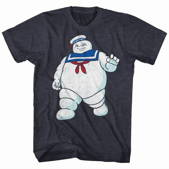 The Real Ghostbusters Mr Stay Puft Navy Heather Adult T-Shirt 4Xl