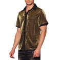 thumbnail image 4 of INSPIRE CHIC Father's Day Sheer Mesh Shirts for Men's See Through Short Sleeves Party Disco Shiny Metallic Shirts XL Golden, 4 of 4