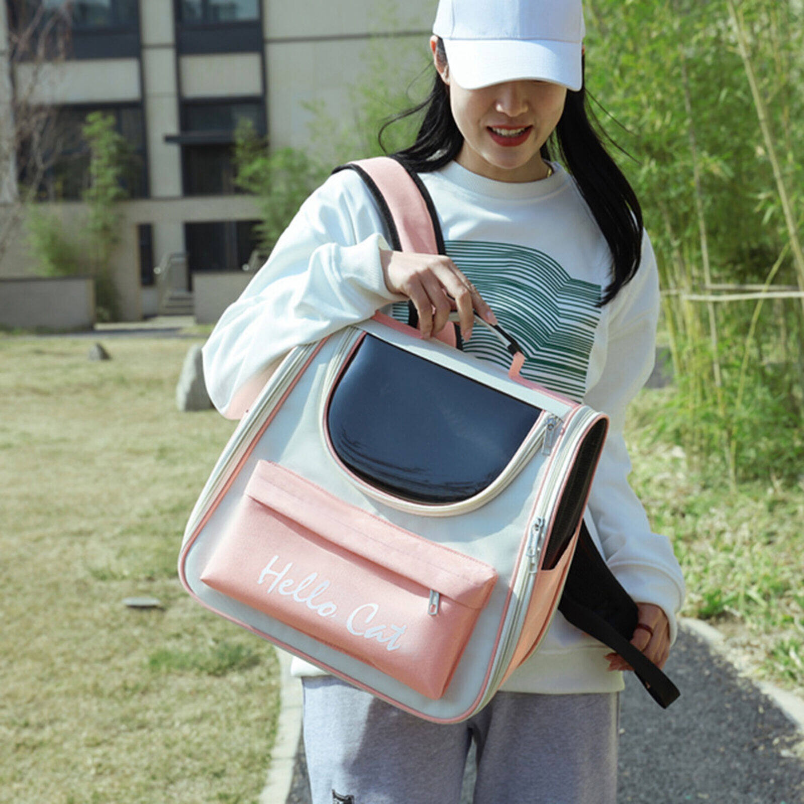 1 Pcs Pet Cat Carrier Bag Portable Breathable Large-capacity Backpack Outdoor Travel TransparentDouble Shoulder Bag Pet Supplies