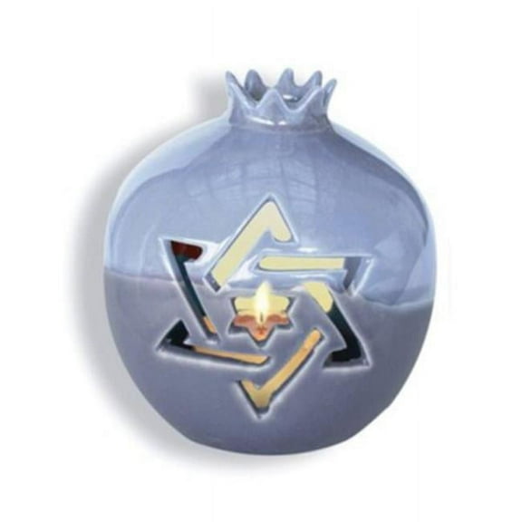 Holy Land Gifts 266139 5 x 4 in. No. 43146 Pomegranate Tealight Candle Holder, Blue