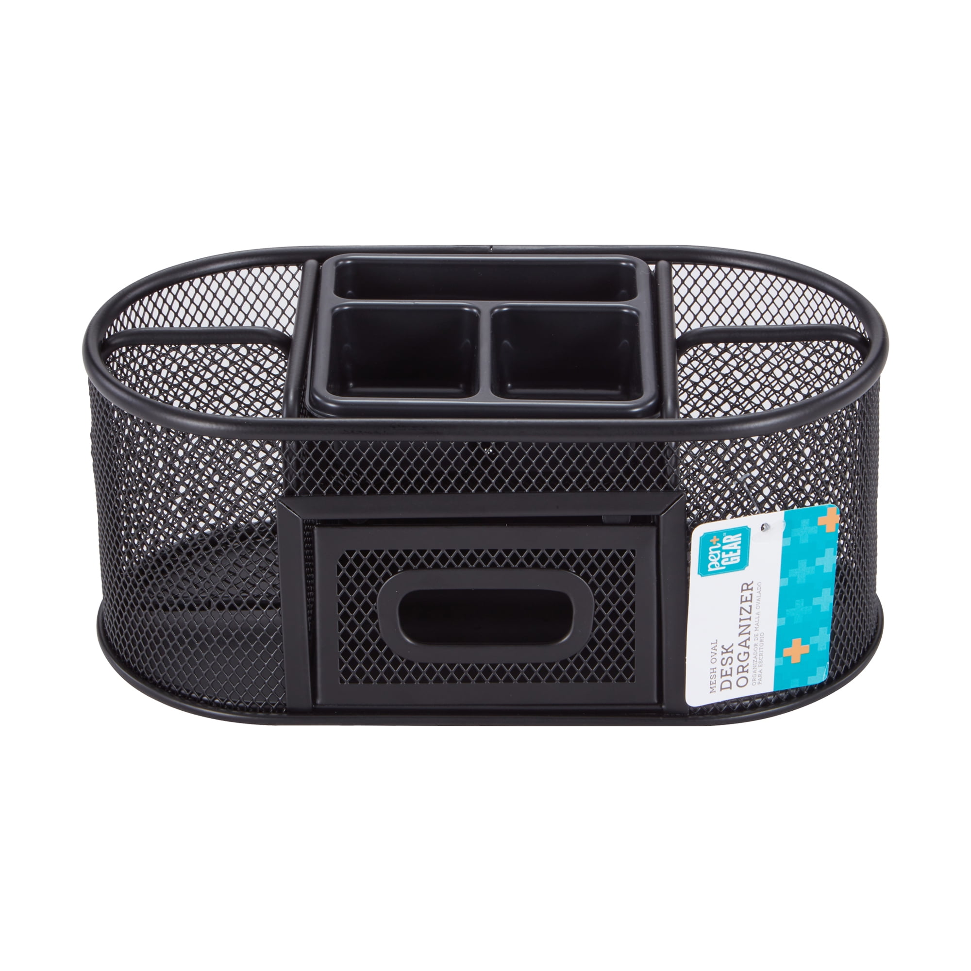 Pen + Gear Metal Mesh Desktop Organizer, 8 Compartments, Black