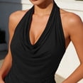 thumbnail image 5 of WEIWEN Women's Casual Halter Draped Front Open Back Tank Tops 2026 Summer Pleated Sleeveless Going Out Cowl Neck Vest Shirts Black, XL, 5 of 5