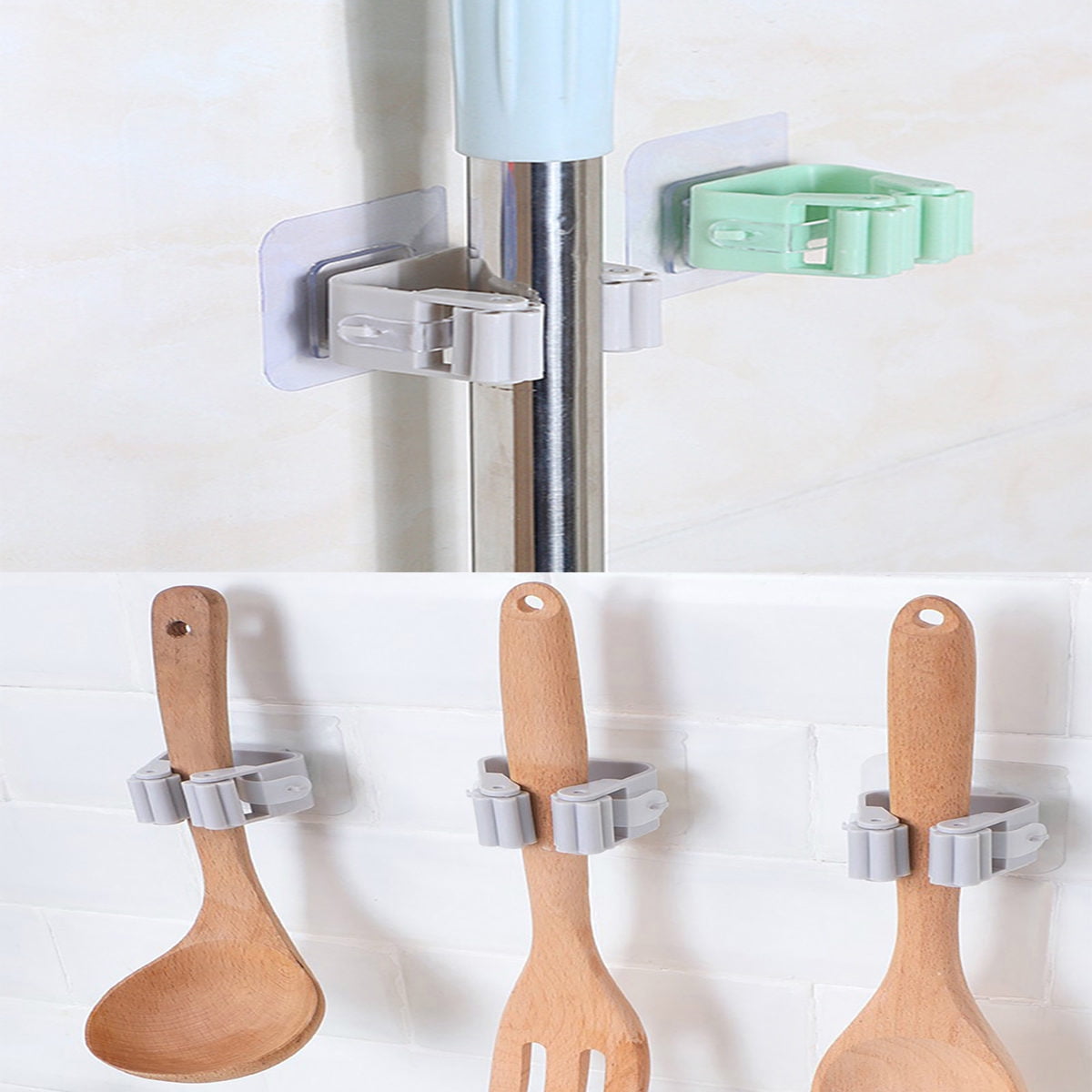 Dream Lifestyle 4 PCS Broom Holders,Sturdy Broom Holder Wall Mount