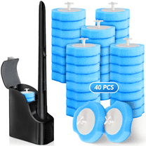 MYSPRI Disposable Toilet Bowl Brush Cleaner 1 Kit with 40 Toilet Scrubber Refills