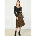 thumbnail image 3 of INSPIRE CHIC Jupe Midi Plissée en Velours Taille Haute Élastique pour Femmes, 3 of 6