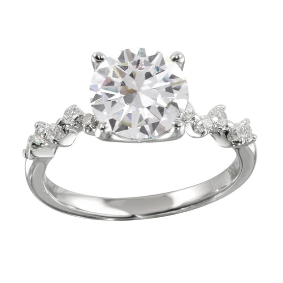 High Polished Rhodium Plated 925 Sterling Silver Clear CZ Ring Band White Jewelry Female Size 6