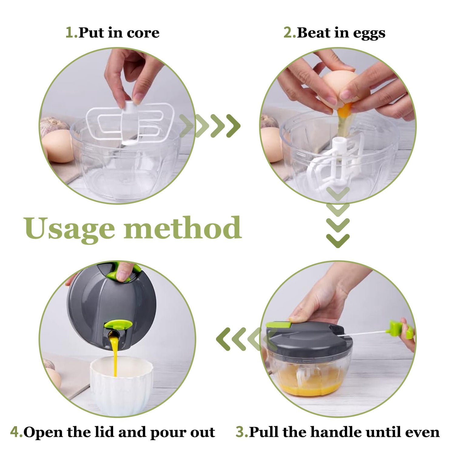 520ml Manual Food Chopper Shredder with 6 Stainless Steel Blades, Portable Hand Pull String Blender for Garlic, Chili Peppers, Peppers, Carrots, Onions and other Vegetables