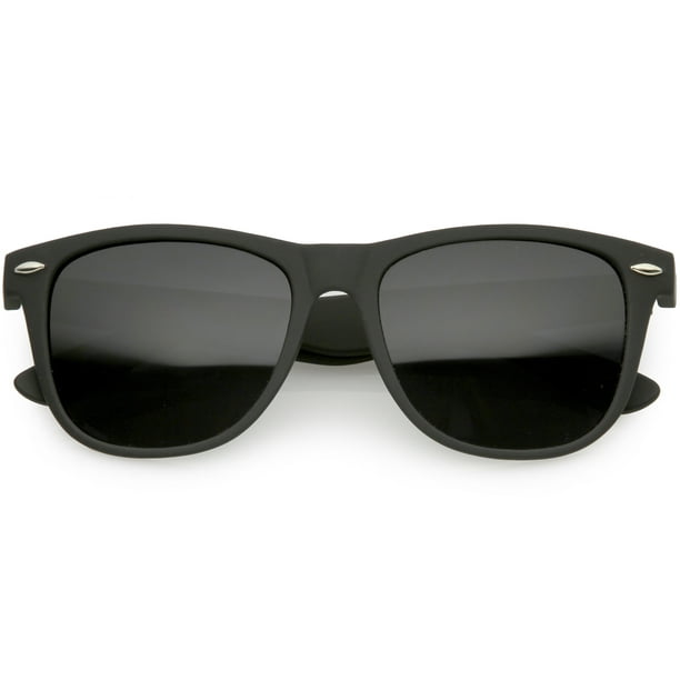 Classic Matte Horn Rimmed Sunglasses Wide Arms Super Dark Square Lens ...