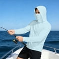 thumbnail image 2 of hlysgo Men's Sun Protection Shirt with Pockets Summer Long Sleeve Cooling Hooded Shirt for Outdoor Work Breathable Workout Hiking UV Clothing Light Blue,3XL, 2 of 8