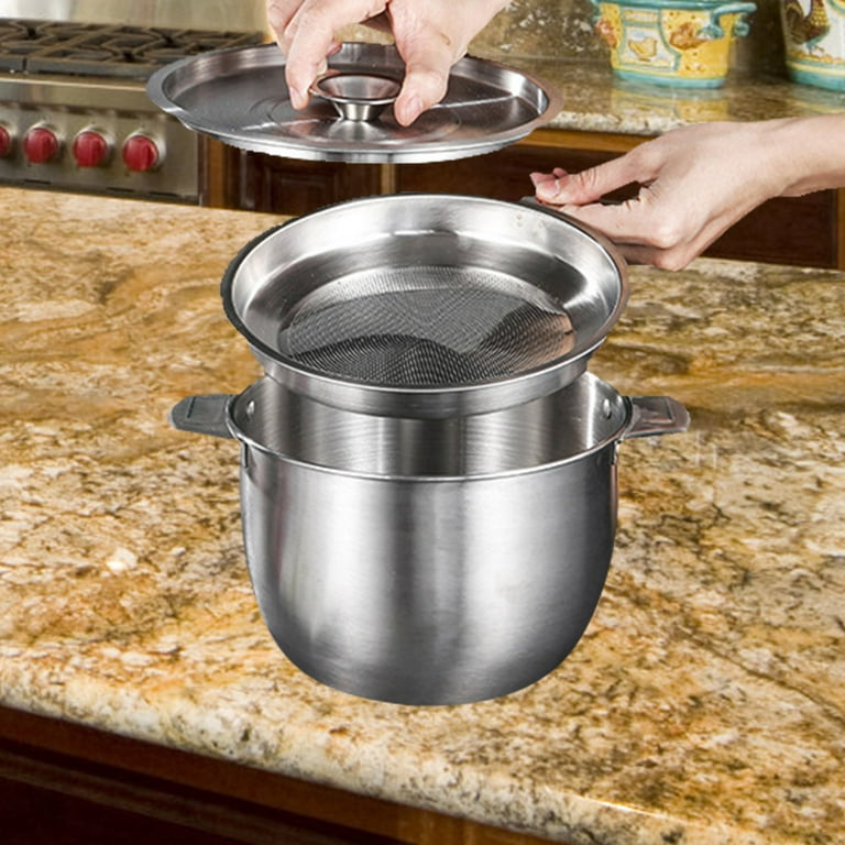 Bacon Grease Container With Strainer, Cooking Oil Can for Kitchen