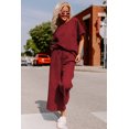 thumbnail image 5 of Women's Red Dahlia Textured Loose Fit T-Shirt and Drawstring Pants Set | [ZhiHiMeRi] | (US 16-18)XL, 5 of 6
