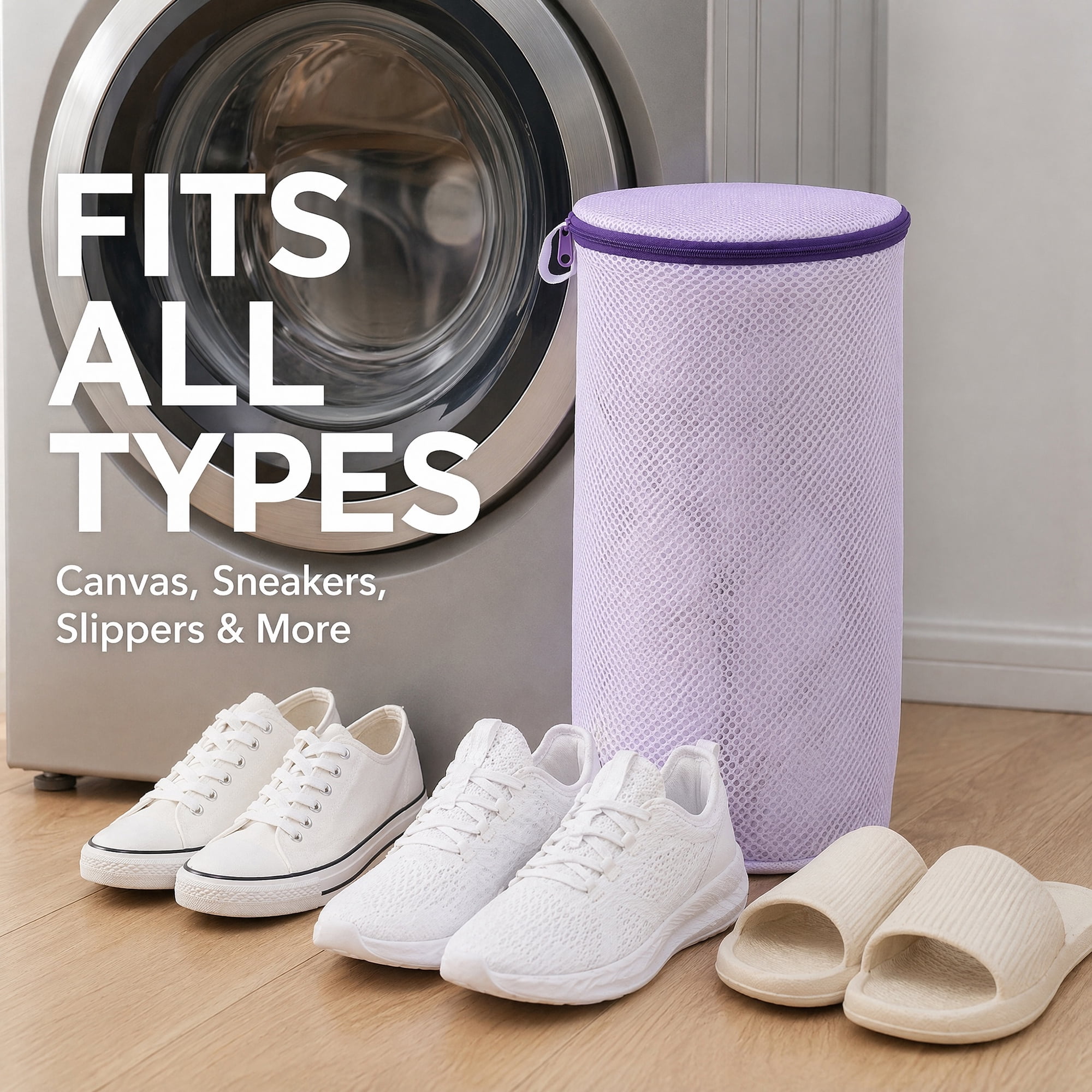 Unique Bargains 2 Pack Polyester  Zippered  Shoe Bag for Washing Machine Purple 7.9"x15"