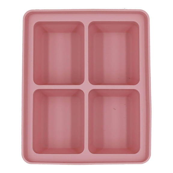 Hvmvliv Ice Trays 4-Compartments Rectangle-Shape Ice Cubes Trays Large Size Ice Blocks Making Molds with Removable Lids Reusable for Whiskey, Cocktail, Stackable Ice Cubes Pink