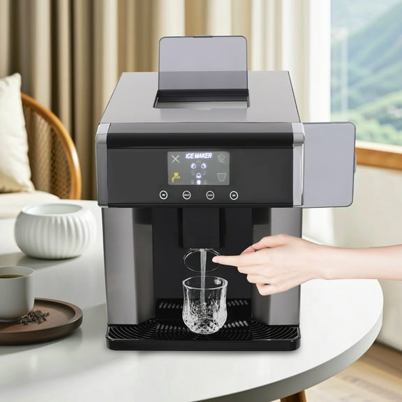 Countertop Ice Maker, 2-in-1 Ice Water Maker, Portable Electric Ice Dispenser
