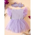 thumbnail image 3 of Bagilaanoe Newborn Baby Girl Rompers Dress Embroidery Fly Sleeve Bodysuit + Headband 3M 6M 9M 12M 18M Infant Tulle A-line Princess Dresses, 3 of 9