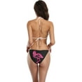 thumbnail image 3 of FREEAMG Pink Neon Flamingo On Black Sexy Two Piece Bikini Swimsuit Swimwear Set for Women, 3 of 6