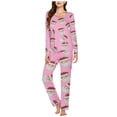 thumbnail image 2 of Censtreet V-neck Long Sleeved Pajamas Set for Women,Printed Casual Sleepwear,2 Piece Christmas Snug-Fit Loungewear, 2 of 5