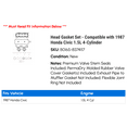 thumbnail image 2 of Head Gasket Set - Compatible with 1987 Honda Civic 1.5L 4-Cylinder, 2 of 2