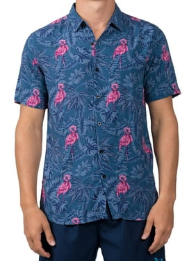 Endless Summer Men's Flamingo Short Sleeve Swim Shirt, up to Size 2XL