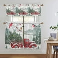 thumbnail image 4 of CUH Xmas Kitchen Valance Christmas Cafe Tier Scarf Slot Top Short Window Curtain Rod Pocket Half Window Drapes Curtain Panel Style-D 2pc-Tier Curtain: W:42''x H:45'', 4 of 6