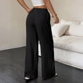 thumbnail image 6 of WTOBBY Women's Fashion Versatile Drawstring Casual Solid Color Pleated Wide-Leg Pants, High Waist Comfortable Trousers for Office and Travel,Black S, 6 of 6