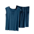 thumbnail image 2 of Censtreet Pajama Set for Women Modal 2 Piece Lounge Set Short Sleeve Tops and Shorts Soft Sleepwear, 2 of 7