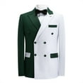 thumbnail image 3 of Cloudstyle Men's Two-Tone Peaked Lapel Double-Breasted 6-Button 2-Piece Suit with Double Rear Vents (Blazer + Trousers) - Casual All-Season, 3 of 16