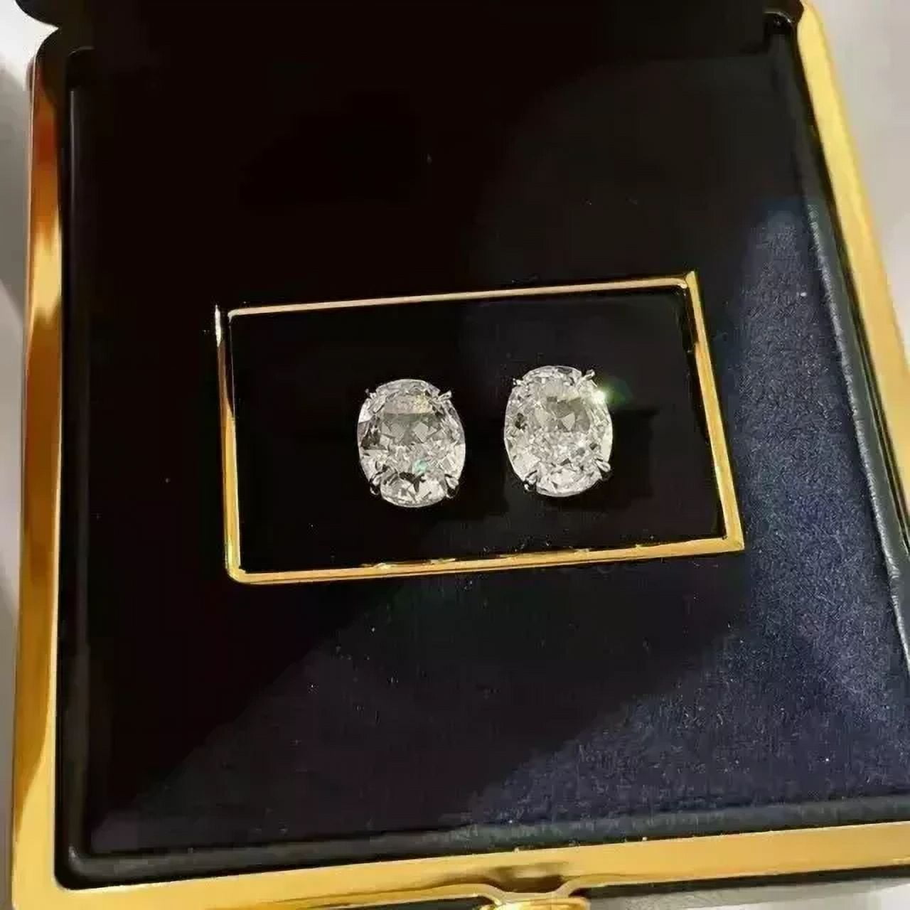 2Ct Oval Cut Lab Created White Diamond Women's Push Back Stud Earrings in 14K White Gold Plated