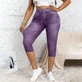 thumbnail image 6 of CQONEPT Capri Jeans for Womens Stretchy Pull On Jeggings with Pockets Jean Pants Y2k Not Denim Fabric Purple 2XL, 6 of 7