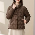 thumbnail image 2 of Down Jacket for Womens Solid Basic Thermal Coats Lounge Warm Long Sleeve Cotton-Padded Jacket Spring Outfits 2025 Pullover Fall Winter Clothes, 2 of 5