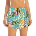 thumbnail image 2 of Xecao's Cute Pineapples for a double-layer running short for women, perfect for gym, tennis, and more, featuring a convenient pocket., 2 of 9